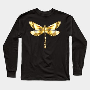 Gold Polygonal Dragonfly Long Sleeve T-Shirt